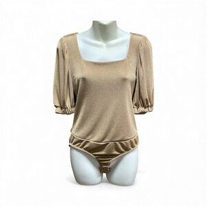 White Birch Bodysuit Beige Size Small Snap Crotch